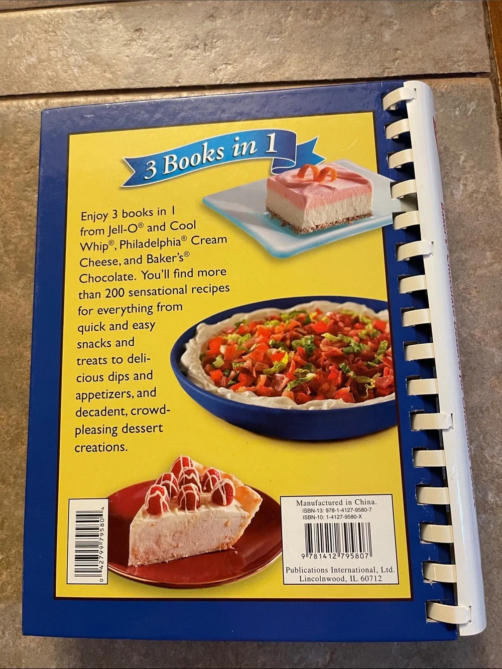 Jell-O & Cool Whip Favorite Desserts Cheesecakes and More Cookbook - Yellow/Blue
